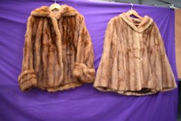 Two shorter length fur coats, around 1950s, one possibly dyed Coney having a pinkish tone the
