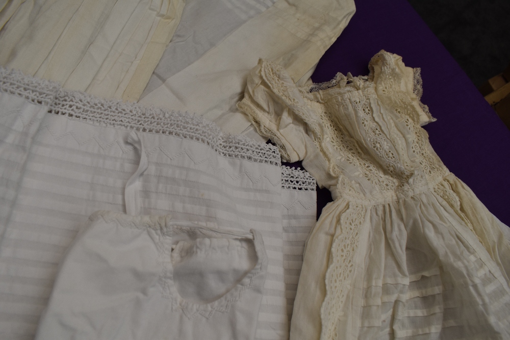 Three Victorian christening gowns using delicate lace work,cut work and pintucks. - Image 4 of 4