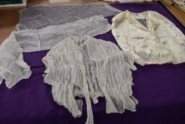 A mixed selection of items including Victorian bodice AF, cotton and tulle sections and a 1920s/