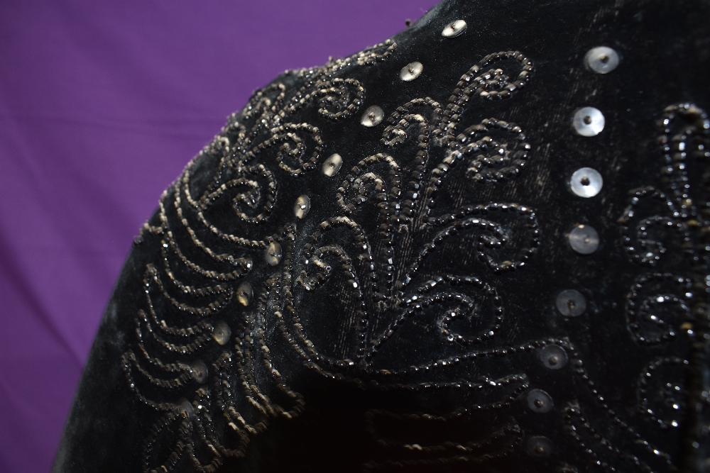 A Victorian velvet cape having black glass and sequins. - Image 3 of 3