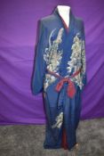 An amazing reversible Japanese kimono dressing gown,around 1930s,having stunning landscape and river