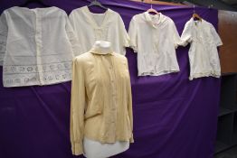 Five predominantly mid century blouses,various sizes and styles.