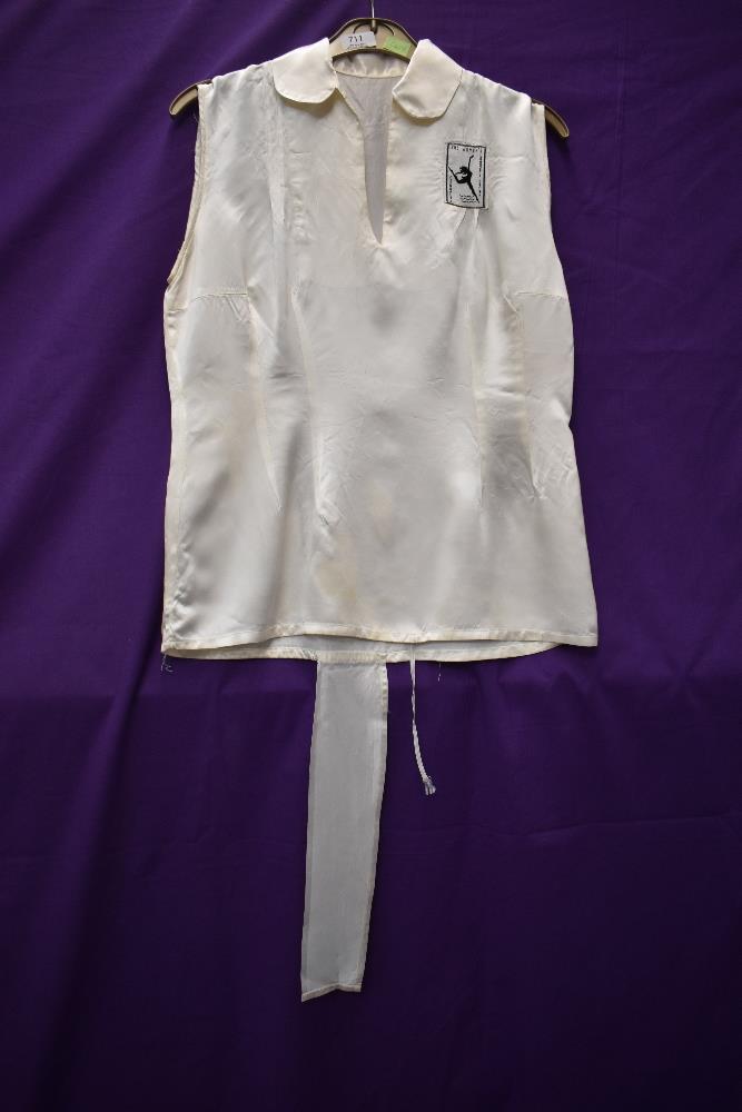 An iconic vintage satin gym slip, circa 1930s to 1950s 'The womens League of health and beauty'.