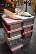 Ten pairs of unused bridal shoes in original packaging, various styles and sizes.