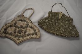 Two 1930s bags,a finely beaded evening bag and a heavily Rhinstoned bag.