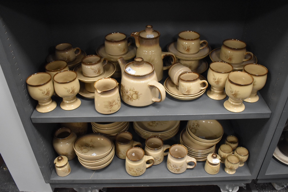 A large selection of Denby stoneware 'Memories' pattern tea and dinner wares.
