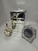 A selection of dressing table items including mirror drawer set, HM silver picture frame and