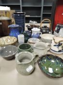 A selection of studio pottery including KPF and Dartington