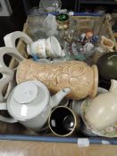 A selection of ceramics and glass wares including Sylvac and Ravensglass