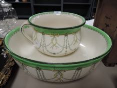 A late Victorian Royal Doulton wash bowl and chamber pot set