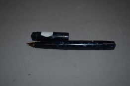 'The Nova Pen' fountain pen in marbled blue with gilt band to cover.