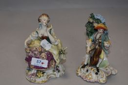 A pair of 19th century Samson porcelain figurines, in the 18th century style, each bearing Chelsea