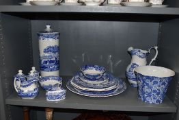 A selection of Spode Italian pattern wares, to include Pasta storage jar, water jug, plates and sold