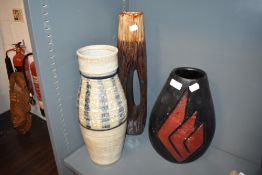 A Group of three studio pottery vases, each of decorative form and glaze.