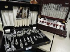 Two cases of flatware cutlery including Sterling cutlery and Sheffield