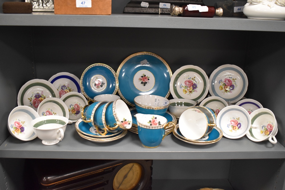 A group of florally decorated tea wares, Windsor bone china & Royal Grafton