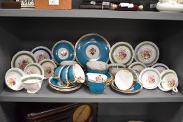 A group of florally decorated tea wares, Windsor bone china & Royal Grafton