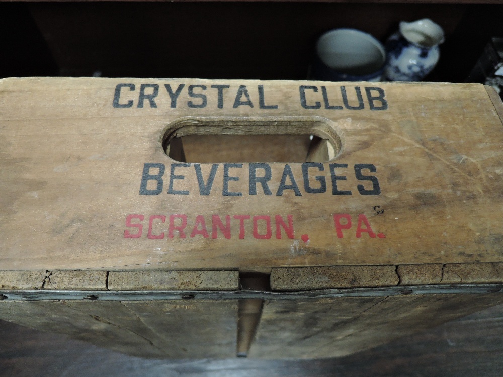 A vintage 'Crystal Club Beverages' wooden advertising crate with applied galvanised strengthening - Image 3 of 3