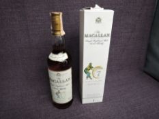 A bottle of The Macallan Seven Year Old Single Highland Malt Scotch Whisky, matured in sherry