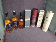 Seven bottles of Single Malt, Pure Malt and Blended Whisky, Glen Marnoch 12 Year Old in card tube,