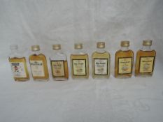 Seven Gordon and Macphail Single Malt Whisky Miniatures in glass flask bottles, Pride of