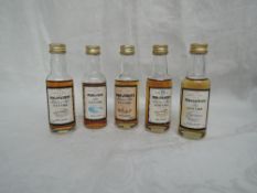 Five miniature Gordon & Macphail Pride Series Whisky, Orkney 12 year old 40%, Strathspey 12 year and