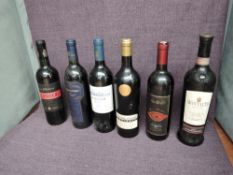 Six bottles of Red Wine, Spain three bottles, De Muller Merlot 1999, Montecillo Reserve 1998 and