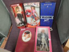 Five 1990's Mattel Barbie Dolls, Solo in the Spotlight, Mickey Mouse, Victorian Ice Skater, Winter