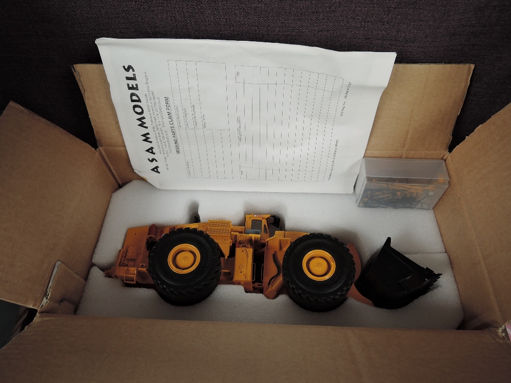 A ASAM 1:50 scale diecast, Le Tourneau L2350 Wheeled Loader in yellow, in polystyrene packaging