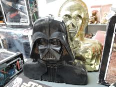 Two original Star Wars action figure carry cases including Darth Vader and C3PO