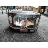 A boxed Star Wars Slave 1 vehicle from the Trilogy collection