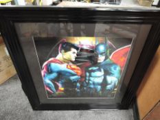 A framed limited edition liquid art picture by Patrice Murciano, Batman vs Superman, signed and