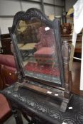 A Priory style dark stained dressing table mirror