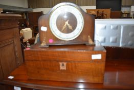 A Victorian mahohgany lap desk and a later mantel clock