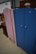 Two upcycled wardrobes including Art Deco style, shelved inside