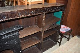 A late 19th or early 20th Century oak bookshelf, width approx. 170cm