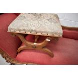 A 19th Century walnut cross frame dressing stool