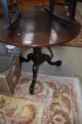 A 19th Century mahogany pedestal table having turned column and triple splay legs