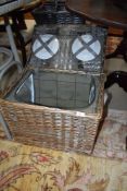 A modern wicker picnic hamper