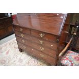 A 19th Century mahogany bureau in the Georgian style having fitted interior , two over three