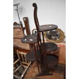 An early 20th Century mahogany folding cake stand