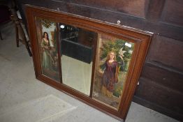 A late 19th or early 20th Century triptych style pictorial wall mirror