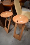 Two modern beech folding bar stools