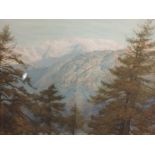 W G Collingwood, (1854-1932), a watercolour, Winter Sunrise Coniston Fell, signed and attributed
