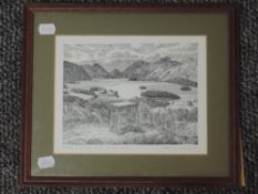 Alfred Wainwright (1907-1991), after, a print, Derwentwater from Castle Head, signed, 18 x 22cm,