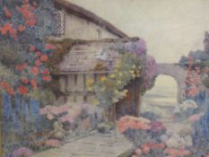 Jane Utle (20th century) a watercolour, Has Ever Scene So Delighted with Flowers So Gay, signed