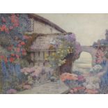 Jane Utle (20th century) a watercolour, Has Ever Scene So Delighted with Flowers So Gay, signed