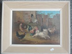 George Armfield (1808 - 1893), attributed to, an oil painting, farmyard animals, 24 x 34cm framed,