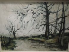 (20th century), an oil painting on board, winter woodland, 53 x 75cm, framed, 57 x 80cm