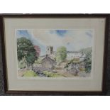 Hawarden (20th century British), a watercolour, Downham Bridge, signed, 33 x 50cm, mounted, framed